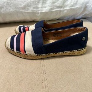 Ugg espadrille navy stripe size 7